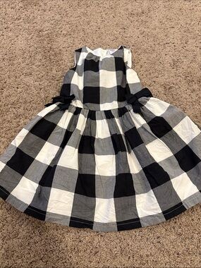 Carter's Black and White Buffalo-Check Sleeveless Dress with Side Bows